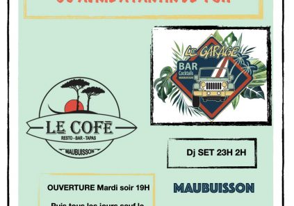 Eröffnungsabend des Cofé et Garage in Maubuisson – DJ-Set um 23 Uhr.